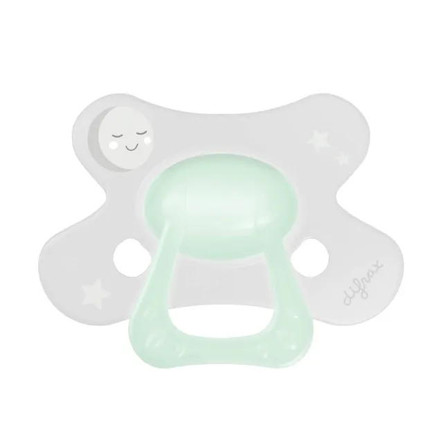 difrax-natural-glow-in-the-dark-succhietto-in-silicone-18-mesi-con-scudo-a-farfa image 1