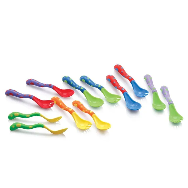 nuby-id5256-set-cucchiaio-e-forchetta-per-bambini-dai-12-mesi-colori-assortiti image 1