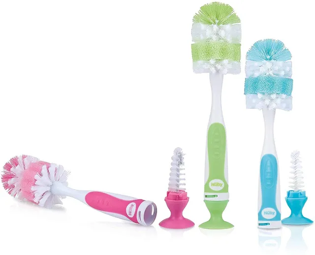 nuby-5524-scovolino-2-in-1-per-biberon-tettarelle-e-succhietti-con-ventosa-e-pen image 1