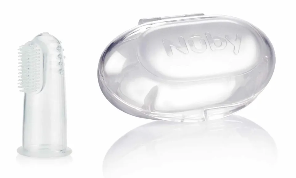 nuby-spazzolino-da-dito-massaggiagengive-in-silicone-bpa-free-con-custodia-bianc image 1