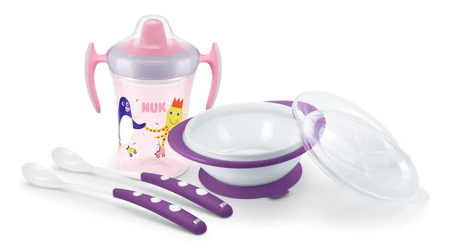 nuk-learn-to-eat-set-svezzamento-4-pezzi-6-mesi-trainer-cup-230-ml-piattino-e-cu image 1