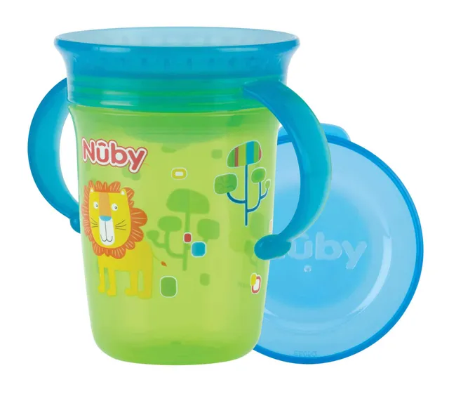 nuby-tazza-wonder-360-con-manici-verde-240-ml-bicchiere-evolutivo-antigoccia-dai image 1