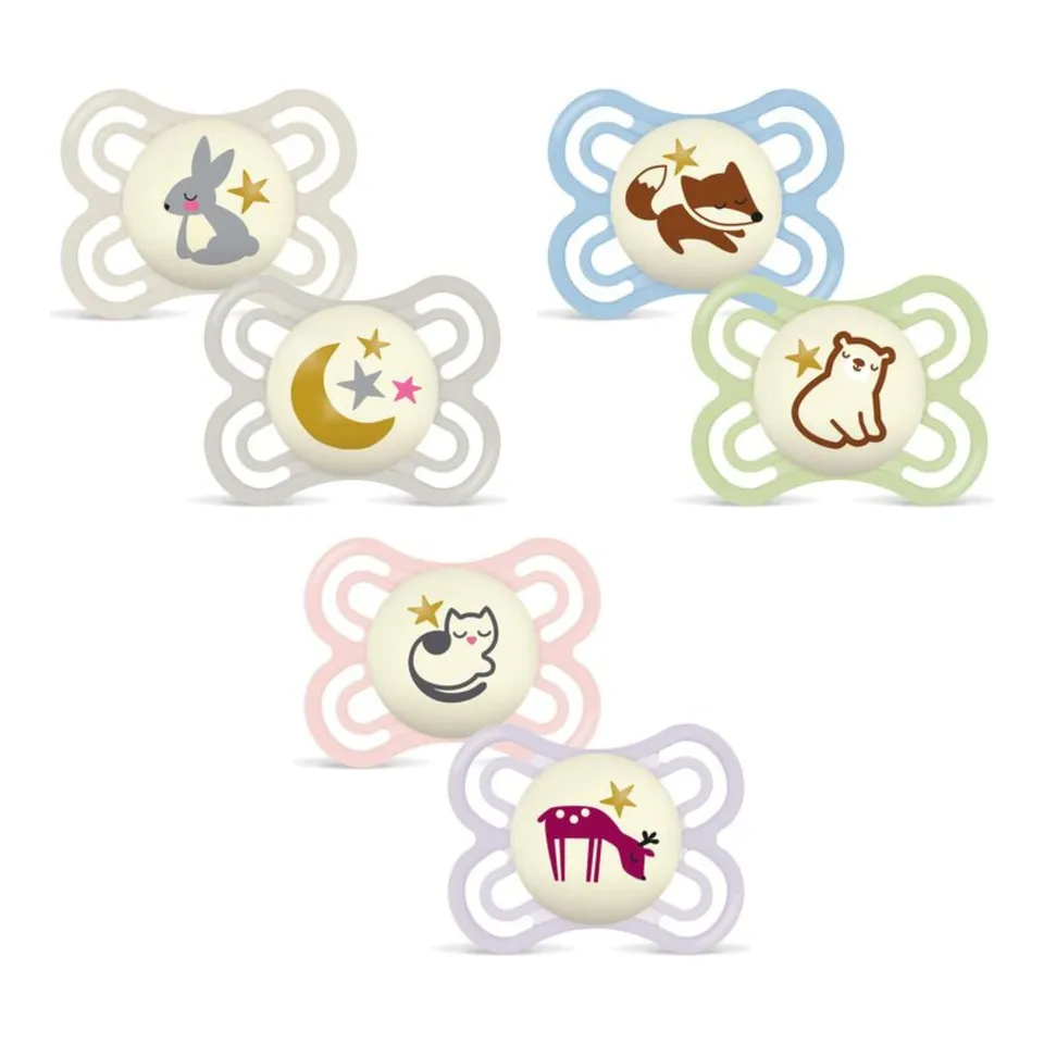 mam-perfect-night-succhietto-2-6-mesi-set-da-2-ciucci-luminosi-in-silicone-skins image 1