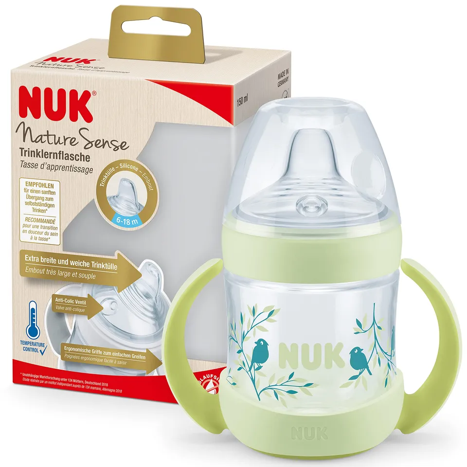 nuk-nature-sense-biberon-150-ml-0-6-mesi-con-controllo-temperatura-e-sfiato-anti image 1