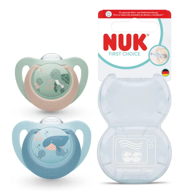 nuk-first-choice-ciuccio-ortodontico-18-36-mesi-tartaruga-e-balena-confezione-da image 1