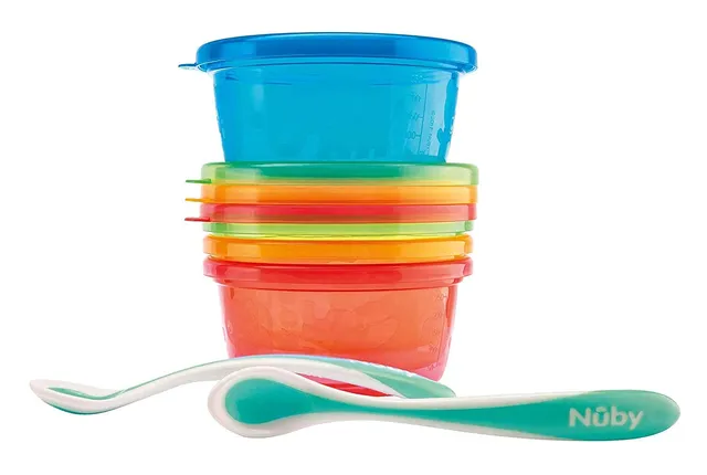 nuby-lunchset-set-pasto-completo-4-pots-300-ml-4-coperchi-2-cucchiai-termosensib image 1