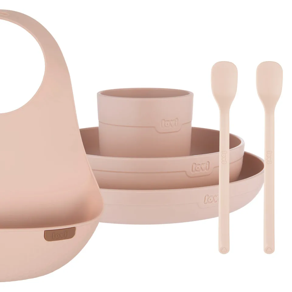 difrax-set-pappa-e-bevuta-neonato-nude-piatto-ciotola-bicchiere-cucchiai-e-bavag image 1