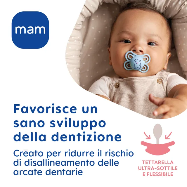 mam-perfect-start-ciuccio-0-2-mesi-in-silicone-skinsoft-set-da-2-con-porta-ciucc image 1
