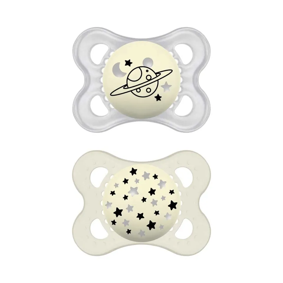mam-original-night-ciuccio-set-da-2-silicone-skinsoft-luminoso-al-buio-con-scato image 1