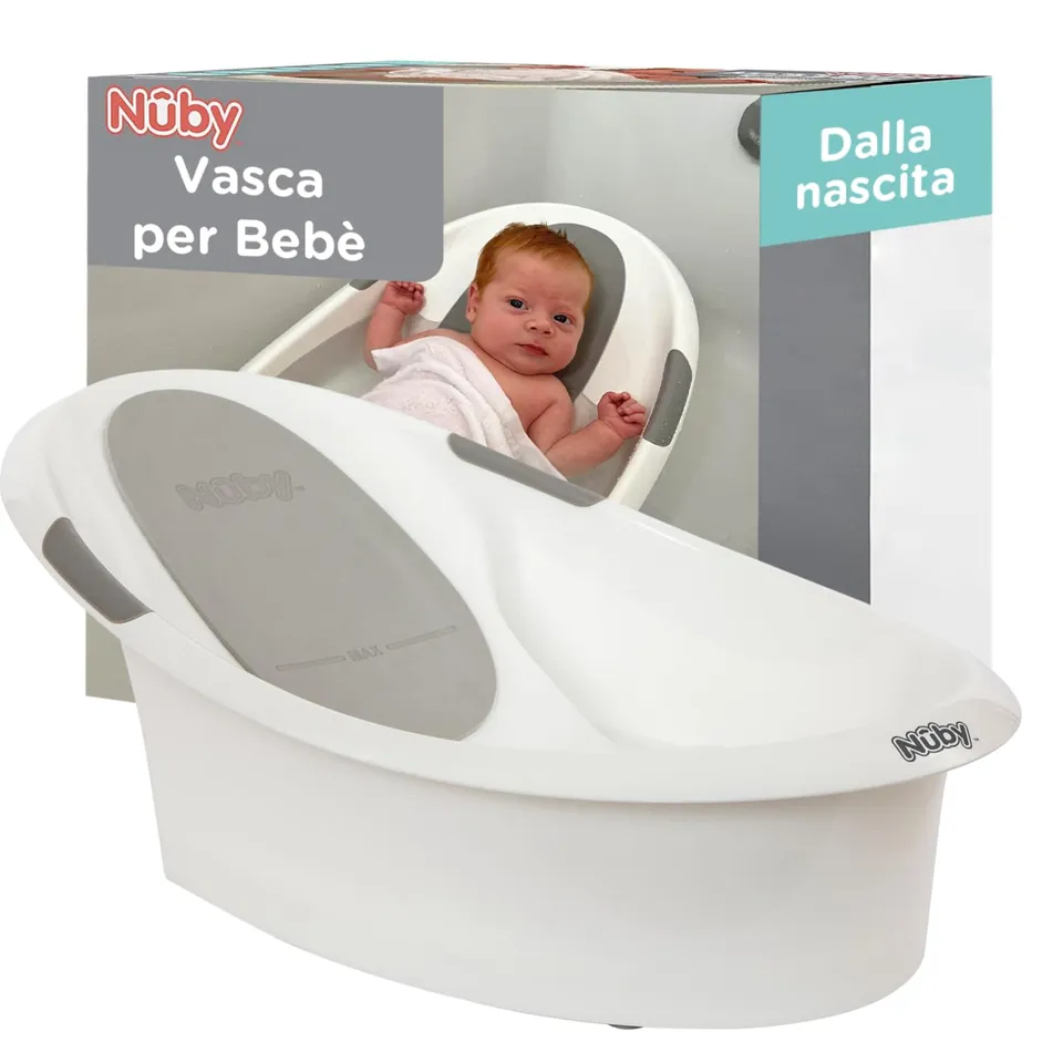nuby-vaschetta-bagnetto-neonato-con-supporto-testa-e-base-antiscivolo-bianca-e-g image 1