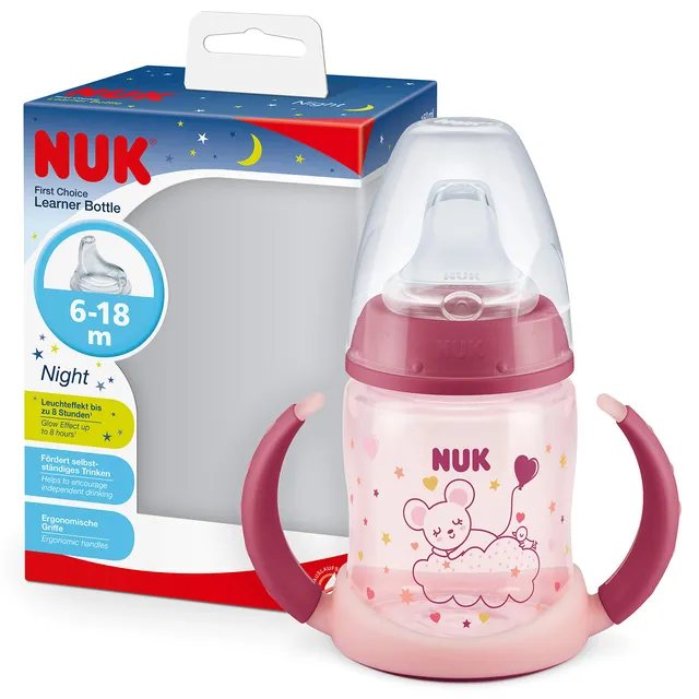 nuk-first-choice-bevimpara-learning-cup-night-rosa-150-ml-6-18-mesi-effetto-glow image 1