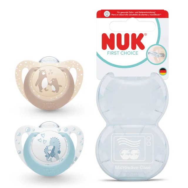 nuk-first-choice-ciuccio-ortodontico-0-6-mesi-calma-il-99-dei-bambini-orso-caval image 1