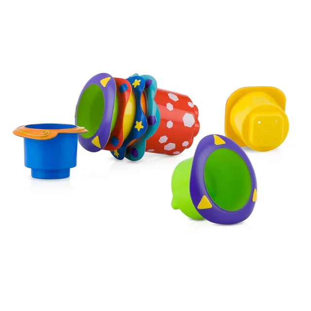 nuby-splish-splash-set-5-bicchieri-da-bagno-impilabili-in-silicone-giocattolo-ed image 1