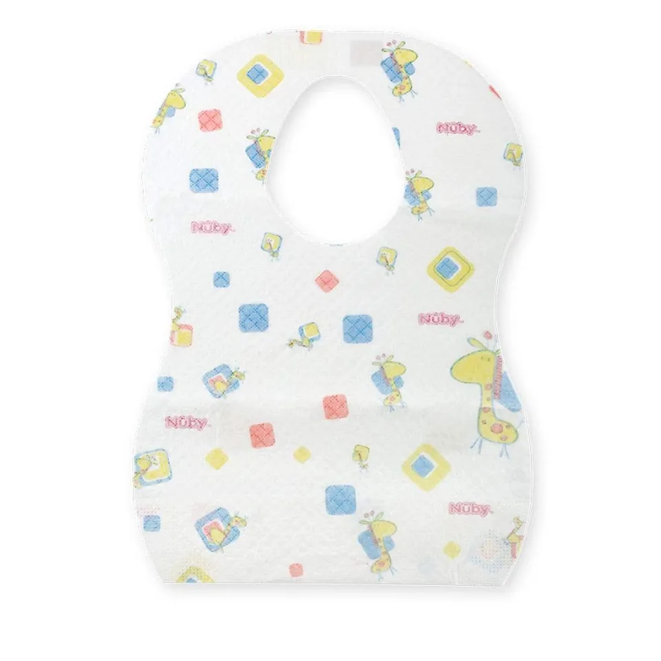 nuby-bavaglini-monouso-con-canale-di-raccolta-e-strisce-adesive-confezione-da-10 image 1