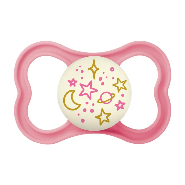 mam-night-ciuccio-luminoso-in-silicone-skinsoft-supreme-16-mesi-rosa-con-custodi image 1