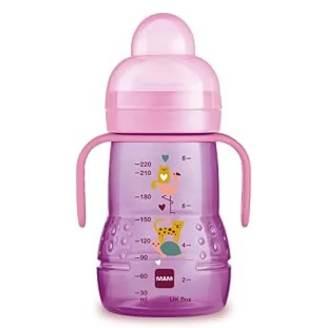 mam-trainer-night-220-ml-biberon-acqua-con-beccuccio-antigoccia-e-manici-luminos image 1