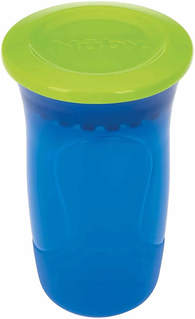 nuby-tazza-wonder-360-con-bordo-in-silicone-300-ml-6m-blu-antigoccia-a-2-pezzi image 1