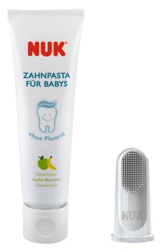 nuk-set-igiene-orale-bambini-dentifricio-mela-banana-e-spazzolino-da-dito-senza- image 3