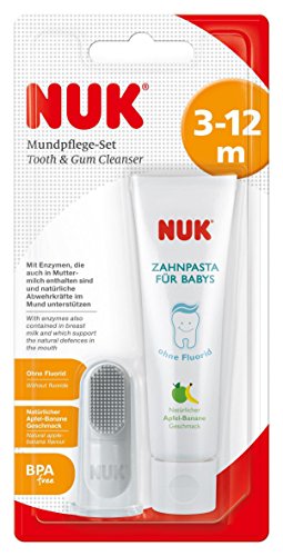 nuk-set-igiene-orale-bambini-dentifricio-mela-banana-e-spazzolino-da-dito-senza- image 2
