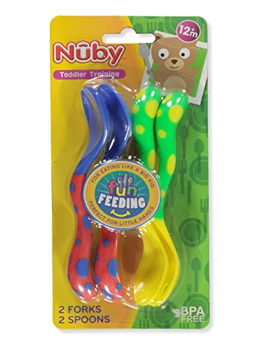 nuby-fork-and-spoon-set-set-forchetta-e-cucchiaio-per-bambini-leggero-e-portatil image 2