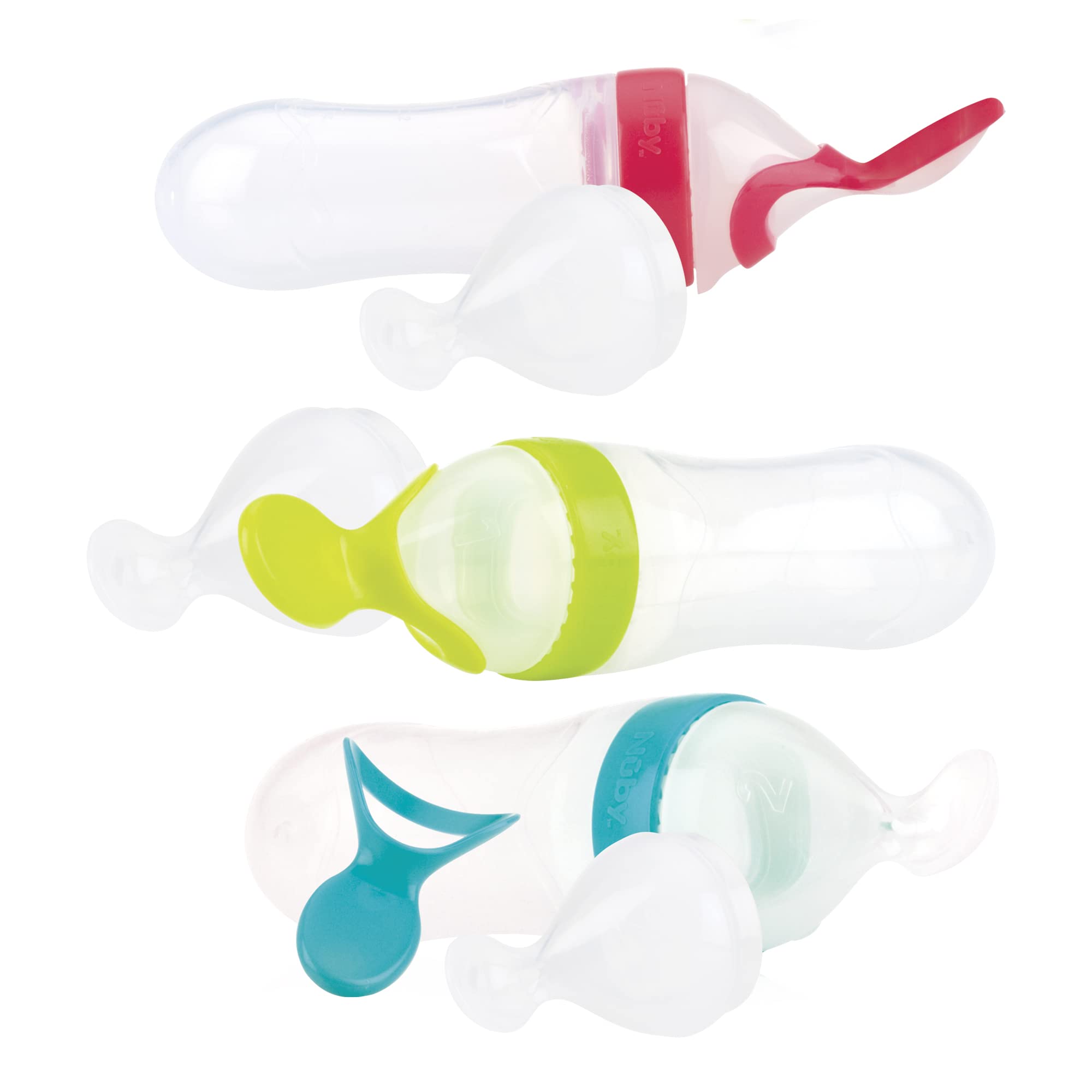 nuby-squeeze-feeder-dispenser-pappe-con-cucchiaino-senza-bpa-da-4-mesi-con-cappu image 2