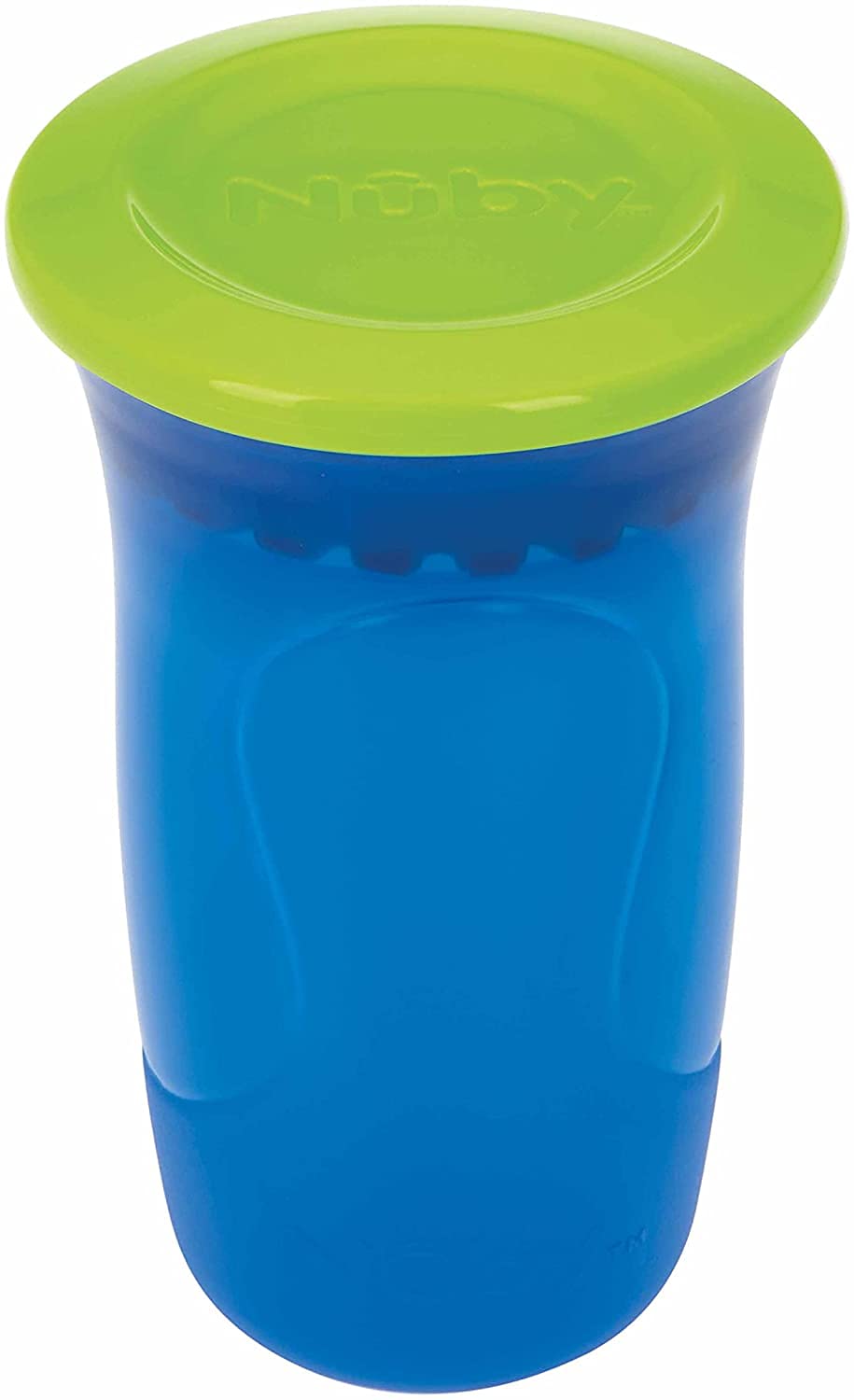 nuby-tazza-wonder-360-con-bordo-in-silicone-300-ml-6m-blu-antigoccia-a-2-pezzi image 1