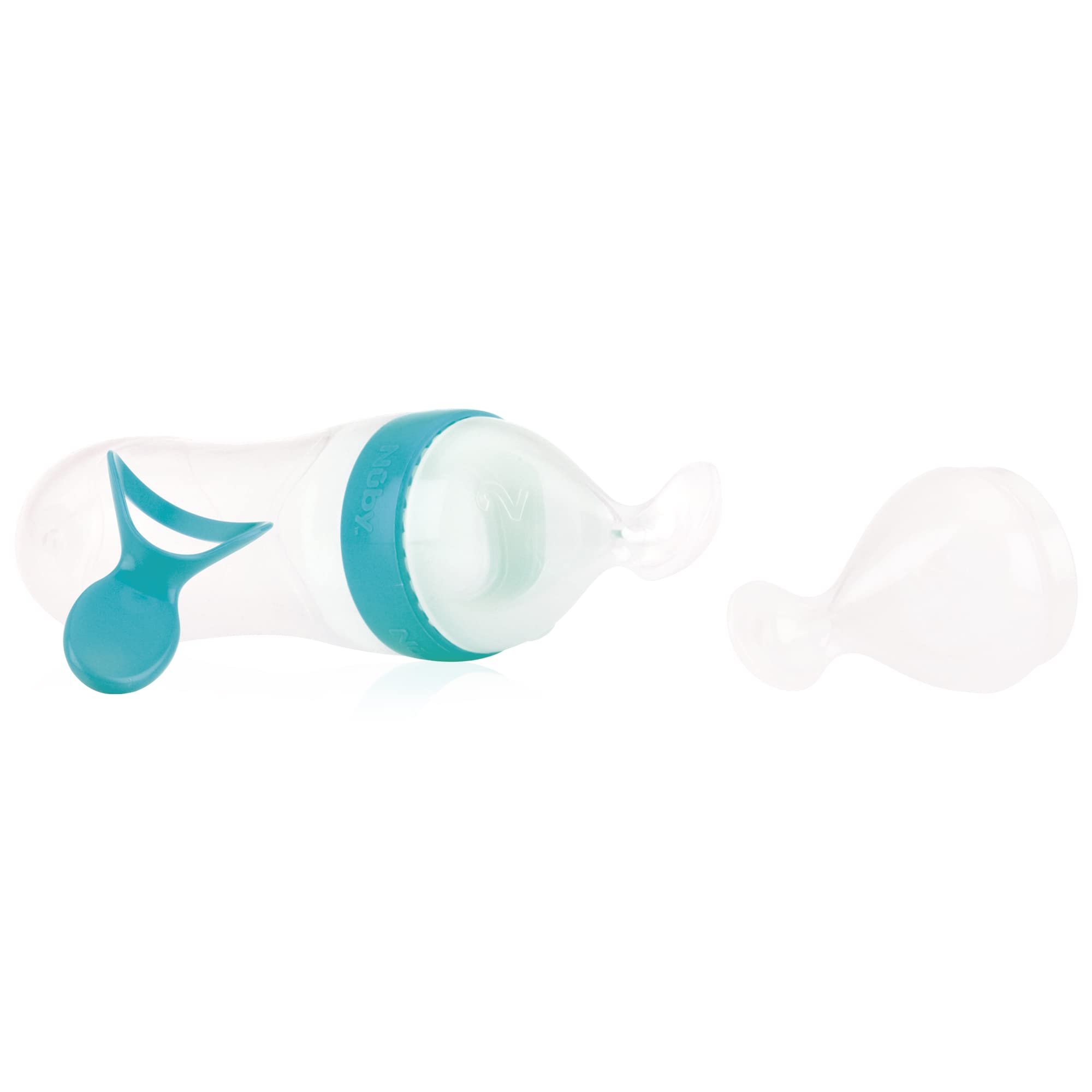 nuby-squeeze-feeder-dispenser-pappe-con-cucchiaino-senza-bpa-da-4-mesi-con-cappu image 3