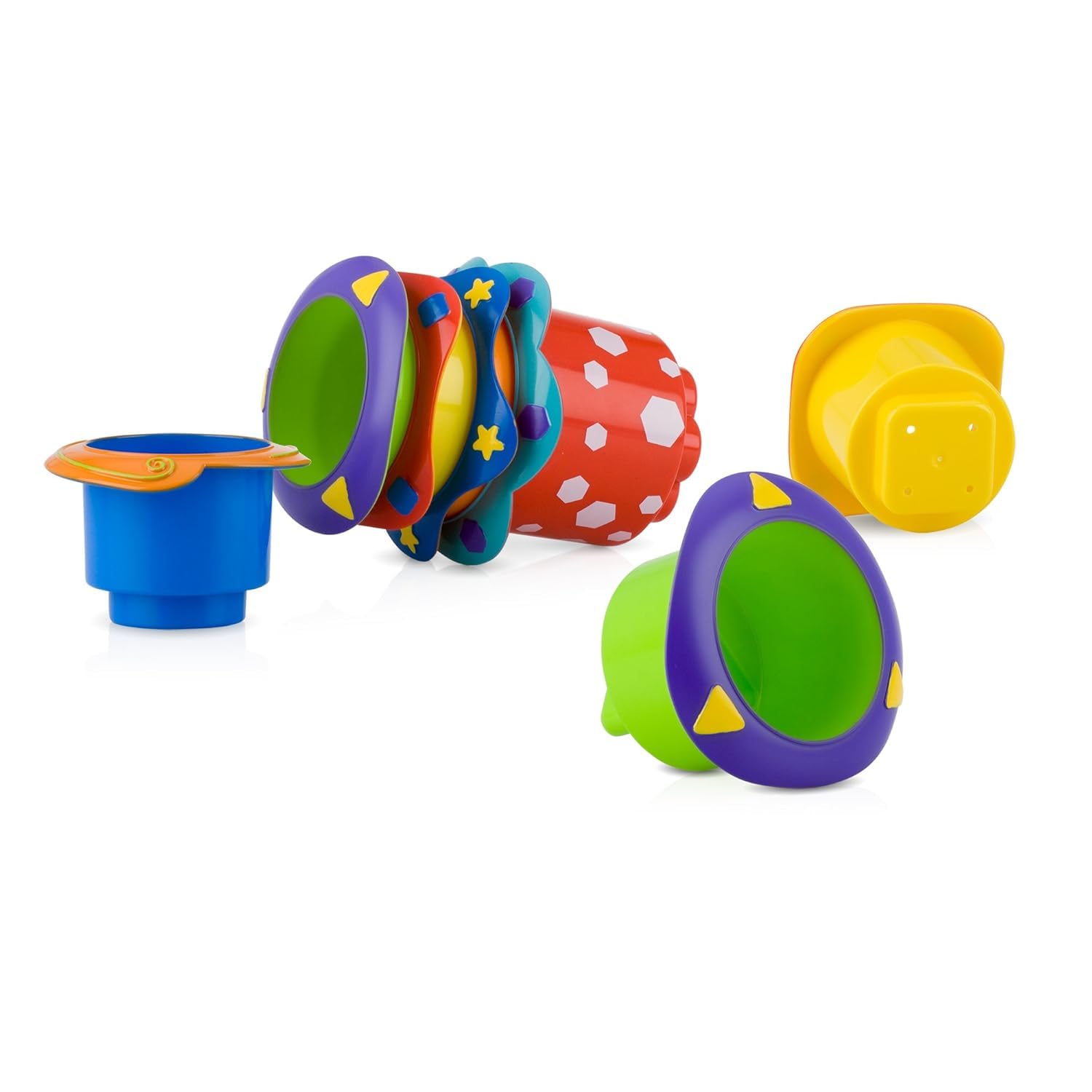 nuby-splish-splash-set-5-bicchieri-da-bagno-impilabili-in-silicone-giocattolo-ed image 1