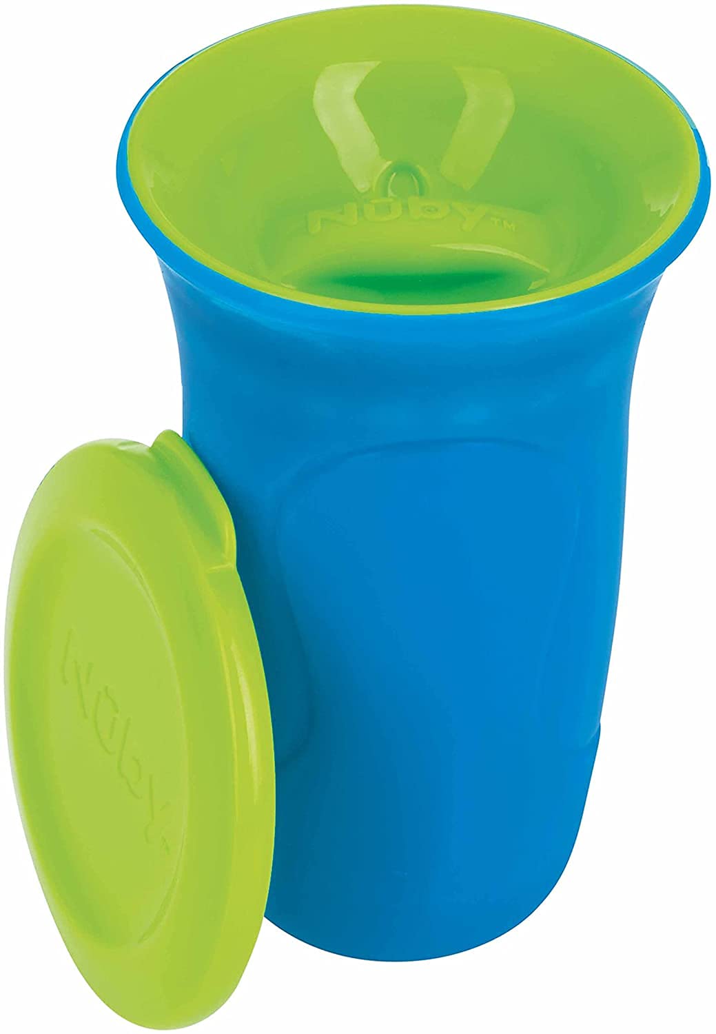 nuby-tazza-wonder-360-con-bordo-in-silicone-300-ml-6m-blu-antigoccia-a-2-pezzi image 2