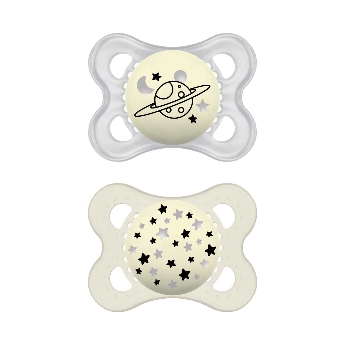 mam-original-night-ciuccio-set-da-2-silicone-skinsoft-luminoso-al-buio-con-scato image 1