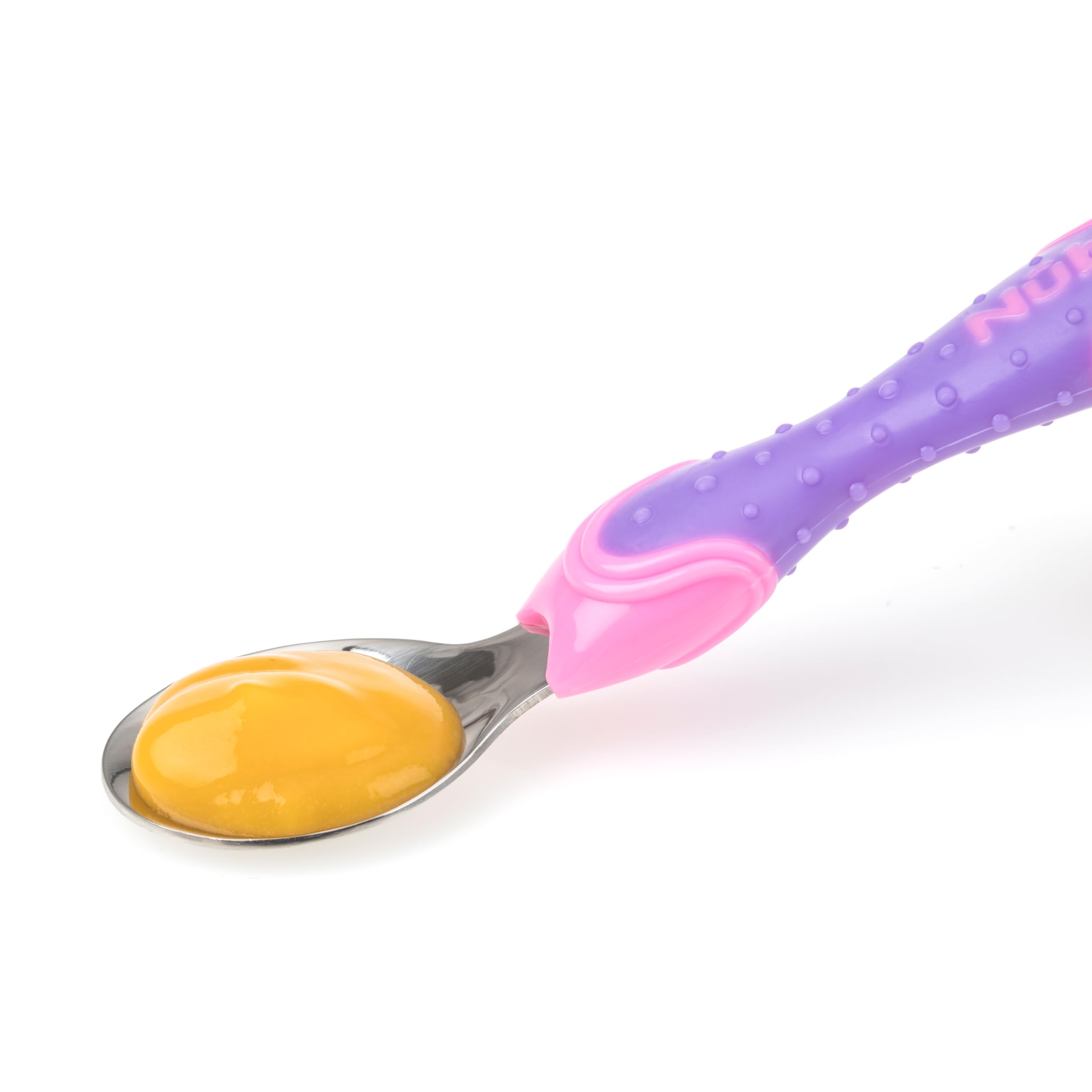 nuby-set-2-posate-in-acciaio-inossidabile-bambini-rosa-viola-12-mesi image 4