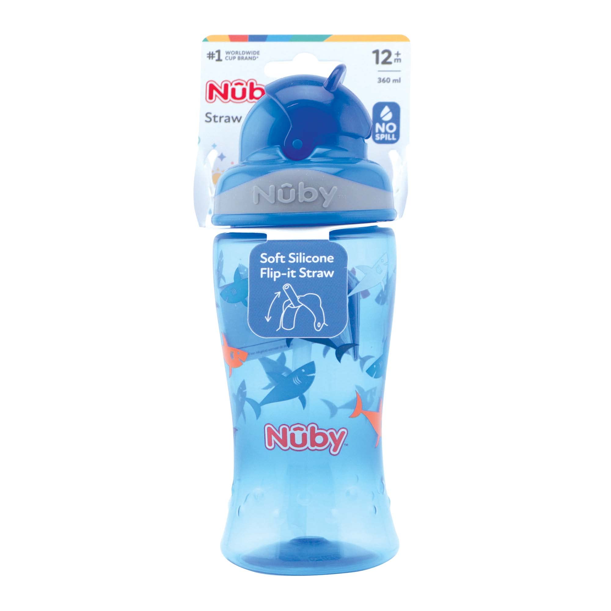 nuby-flip-it-bicchiere-con-cannuccia-per-bambini-12-mesi-360-ml-valvola-antigocc image 3