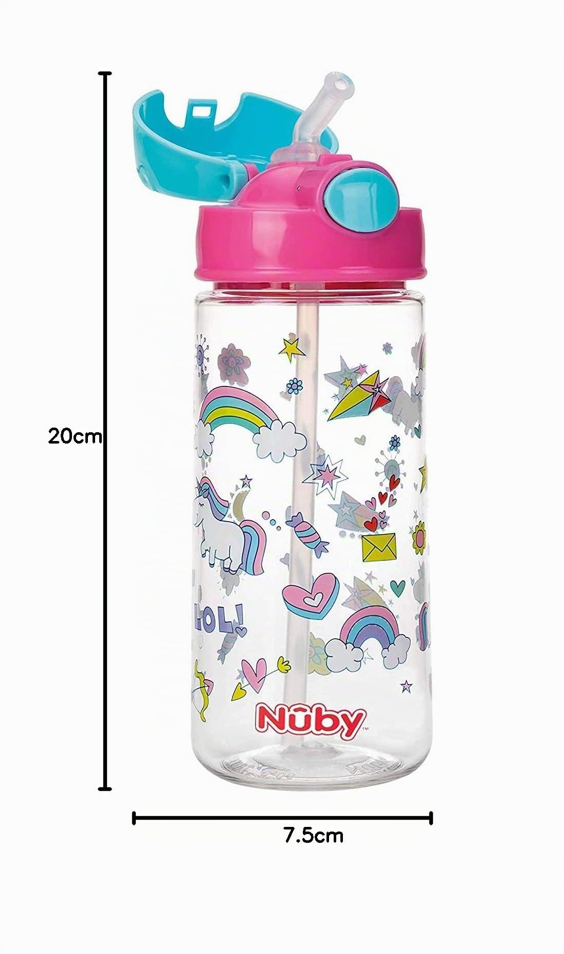 nuby-tazza-in-tritan-con-cannuccia-morbida-e-pulsante-540-ml-4-anni-rosa-borracc image 6