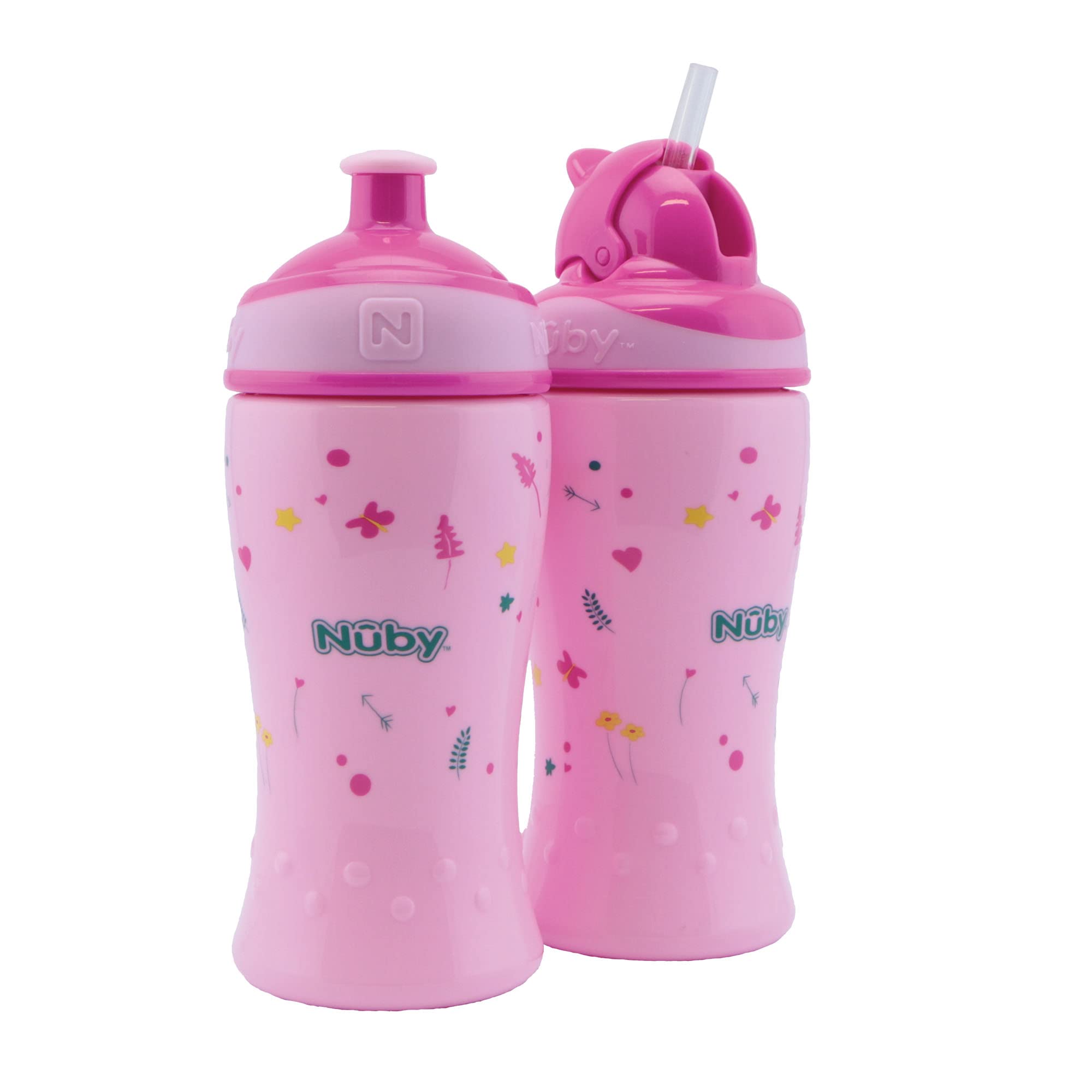 nuby-2-pack-borracce-bambini-flip-it-cannuccia-tazza-pop-up-free-flow-360-ml-sen image 1