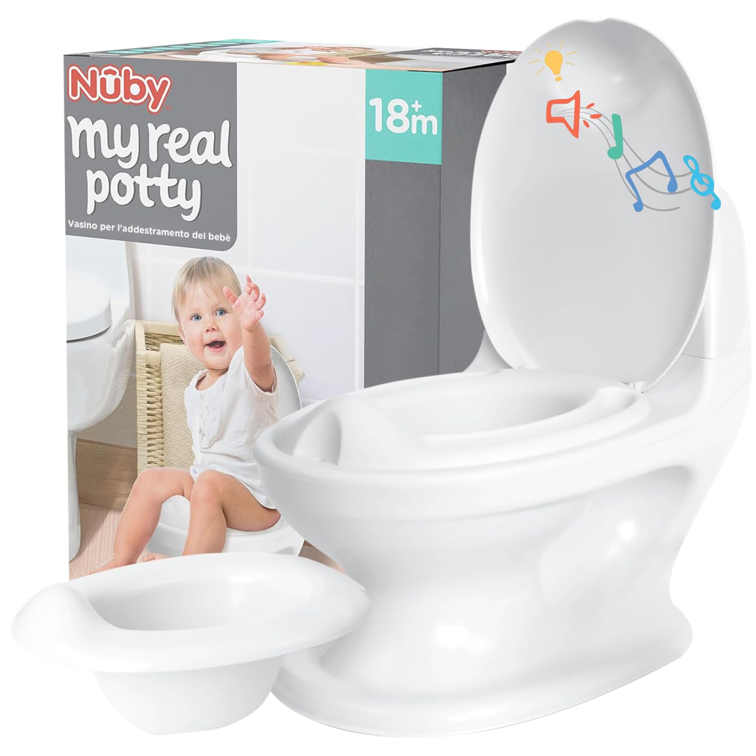 nuby-my-real-potty-vasino-bambini-portatile-con-rumore-di-scarico-e-tavoletta-ri image 1