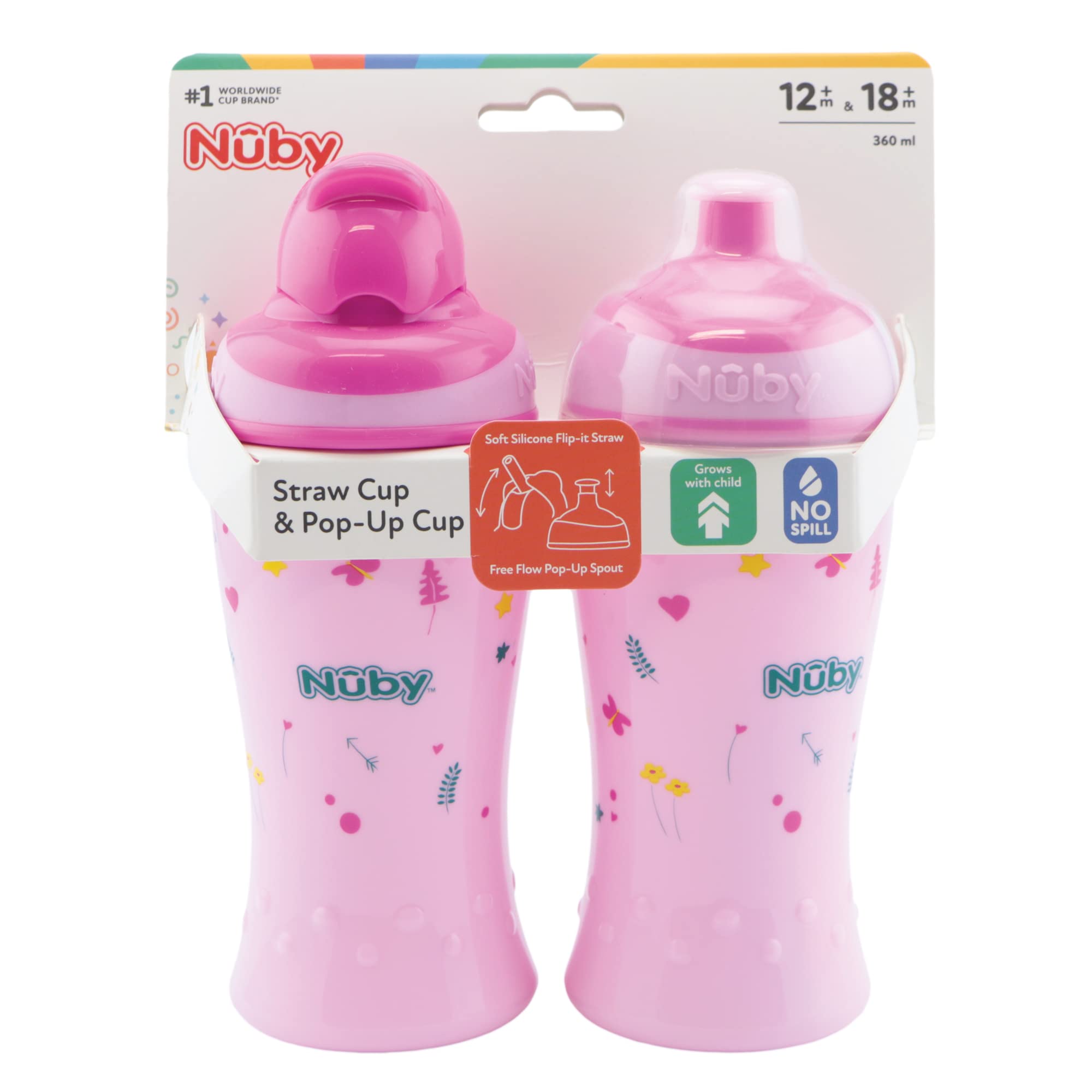 nuby-2-pack-borracce-bambini-flip-it-cannuccia-tazza-pop-up-free-flow-360-ml-sen image 4