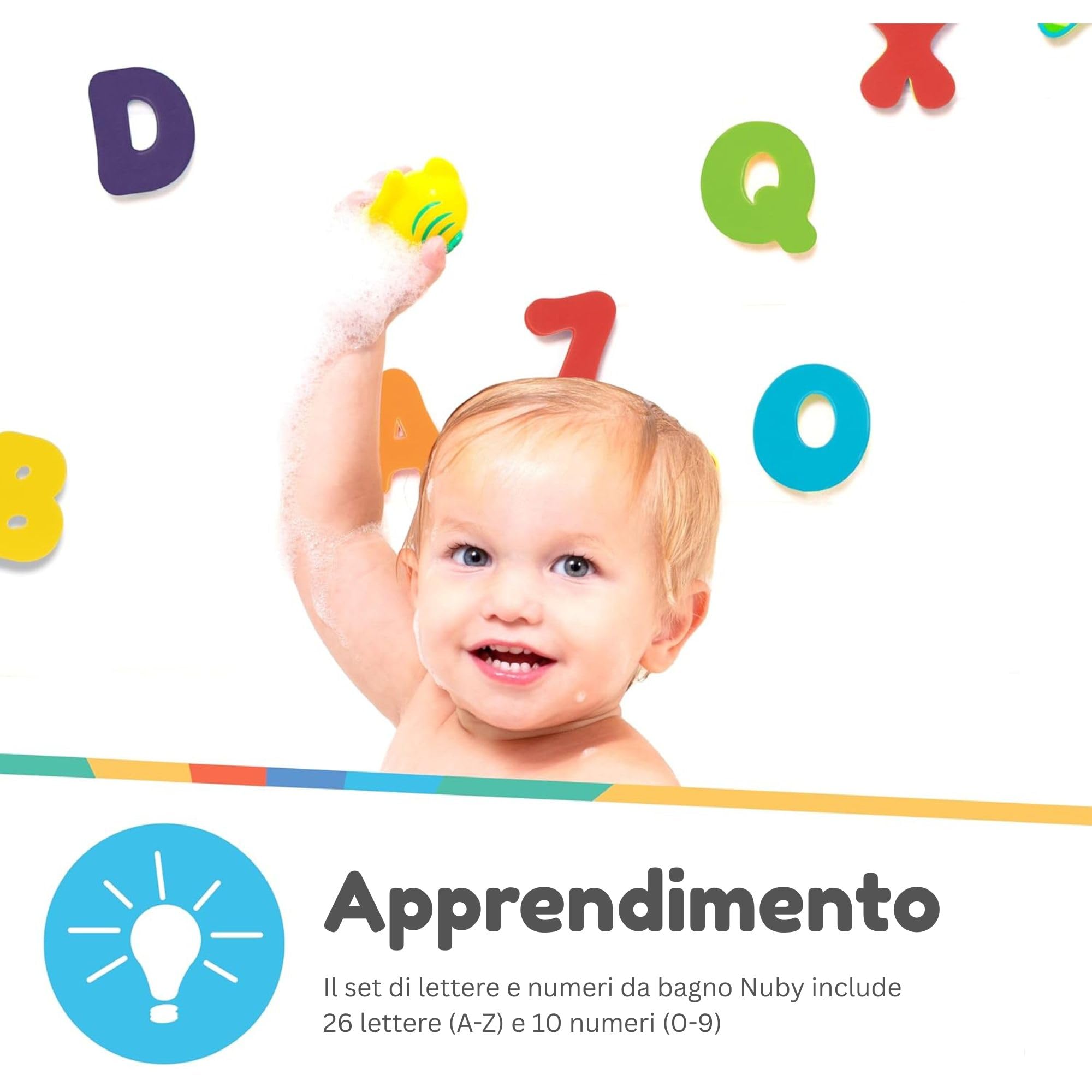 nuby-lettere-e-numeri-in-schiuma-per-il-bagno-36-pezzi-multicolori-aderenti-alle image 2