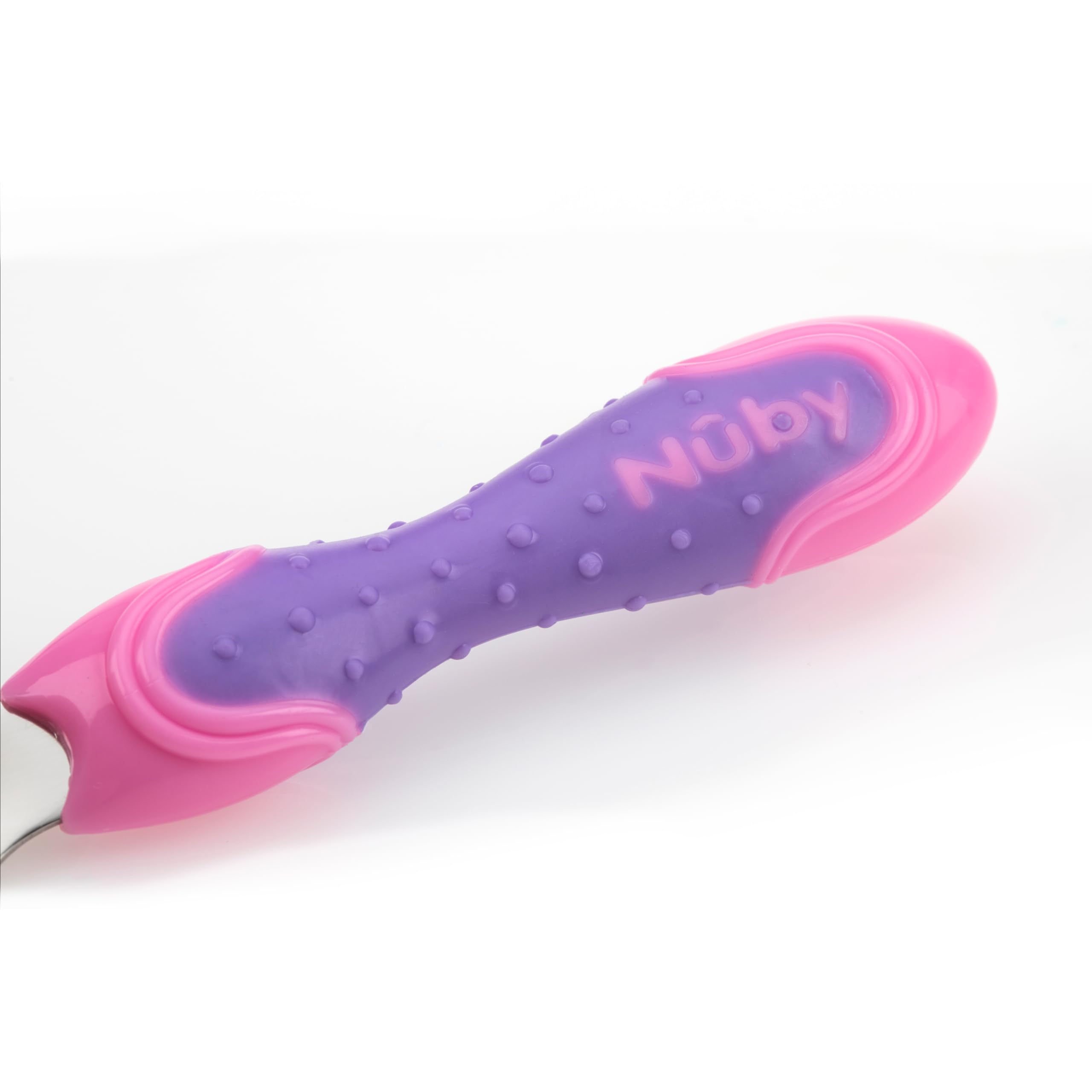 nuby-set-2-posate-in-acciaio-inossidabile-bambini-rosa-viola-12-mesi image 7