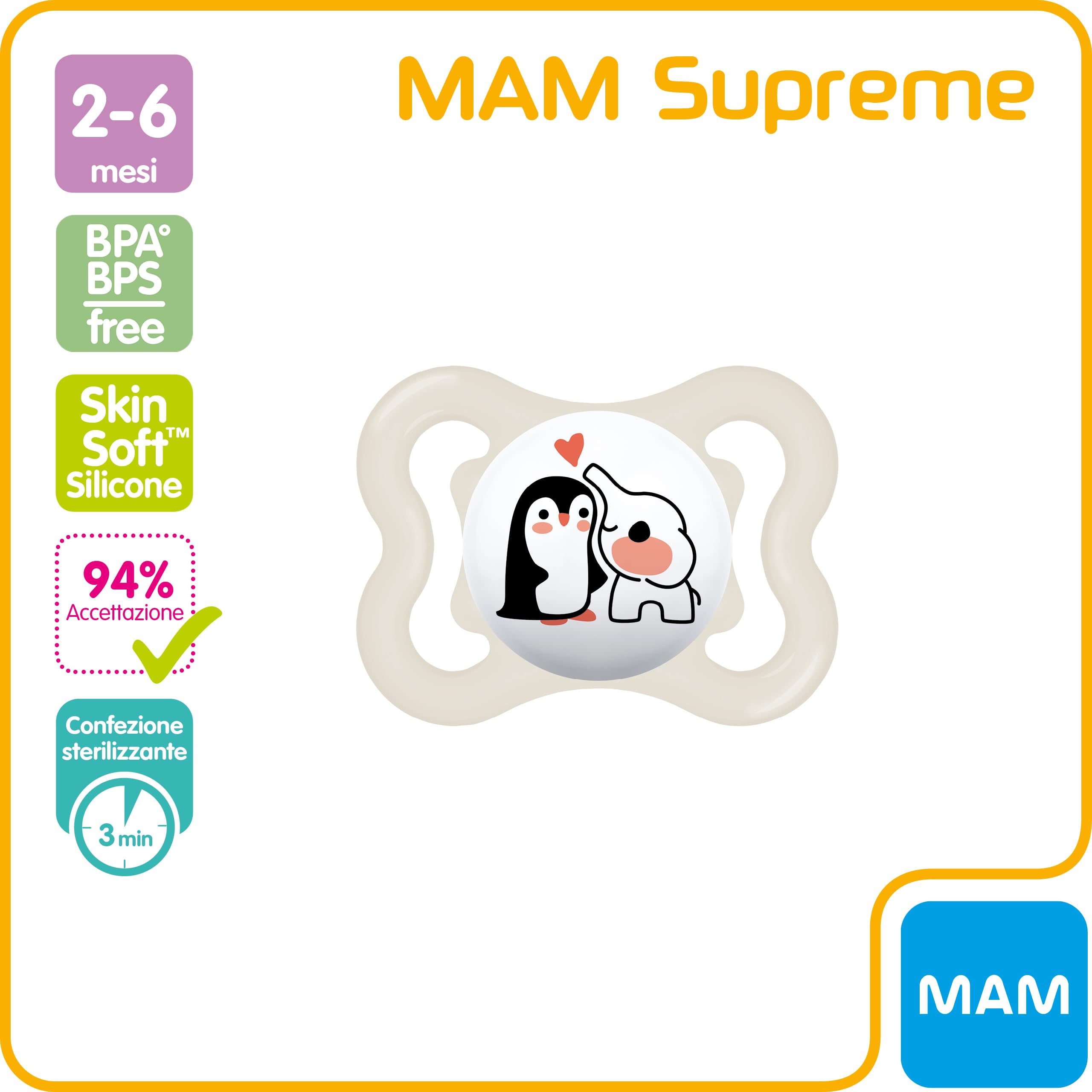 mam-supreme-ciuccio-ortodontico-in-silicone-2-6-mesi-con-custodia-autosterilizza image 2