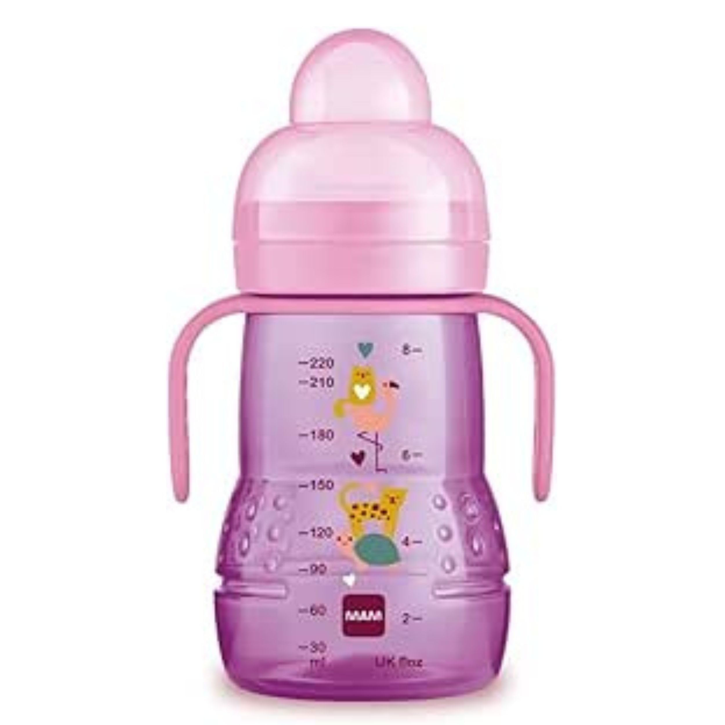 mam-trainer-night-220-ml-biberon-acqua-con-beccuccio-antigoccia-e-manici-luminos image 1