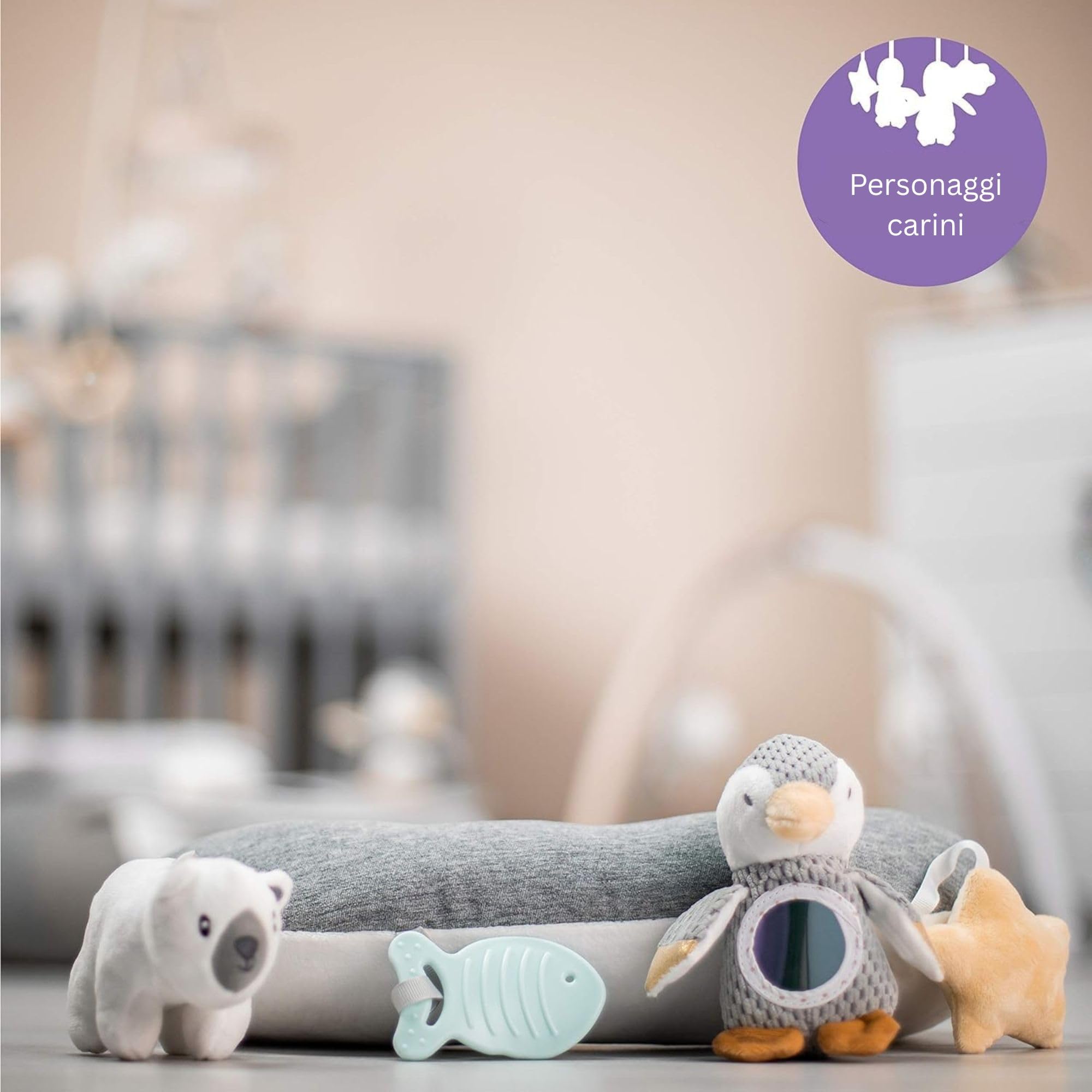 nuby-cuscino-penguin-tummy-time-interattivo-per-neonati-grigio-bianco-con-teethe image 8