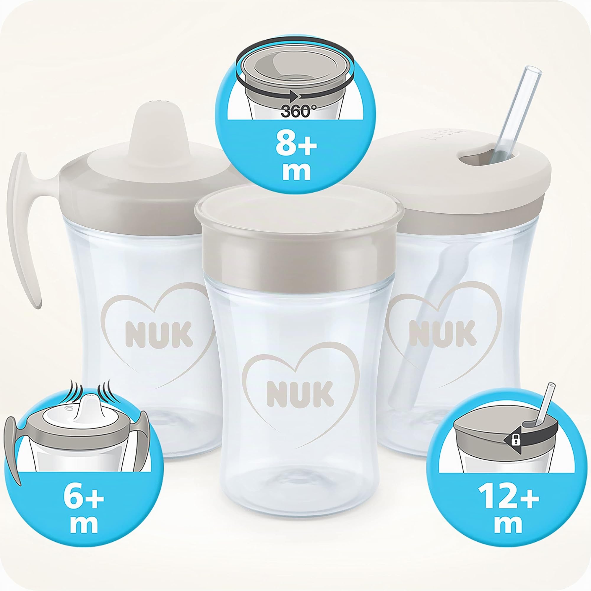 nuk-trainer-cup-bicchiere-antigoccia-6-mesi-230-ml-con-beccuccio-morbido-manigli image 6