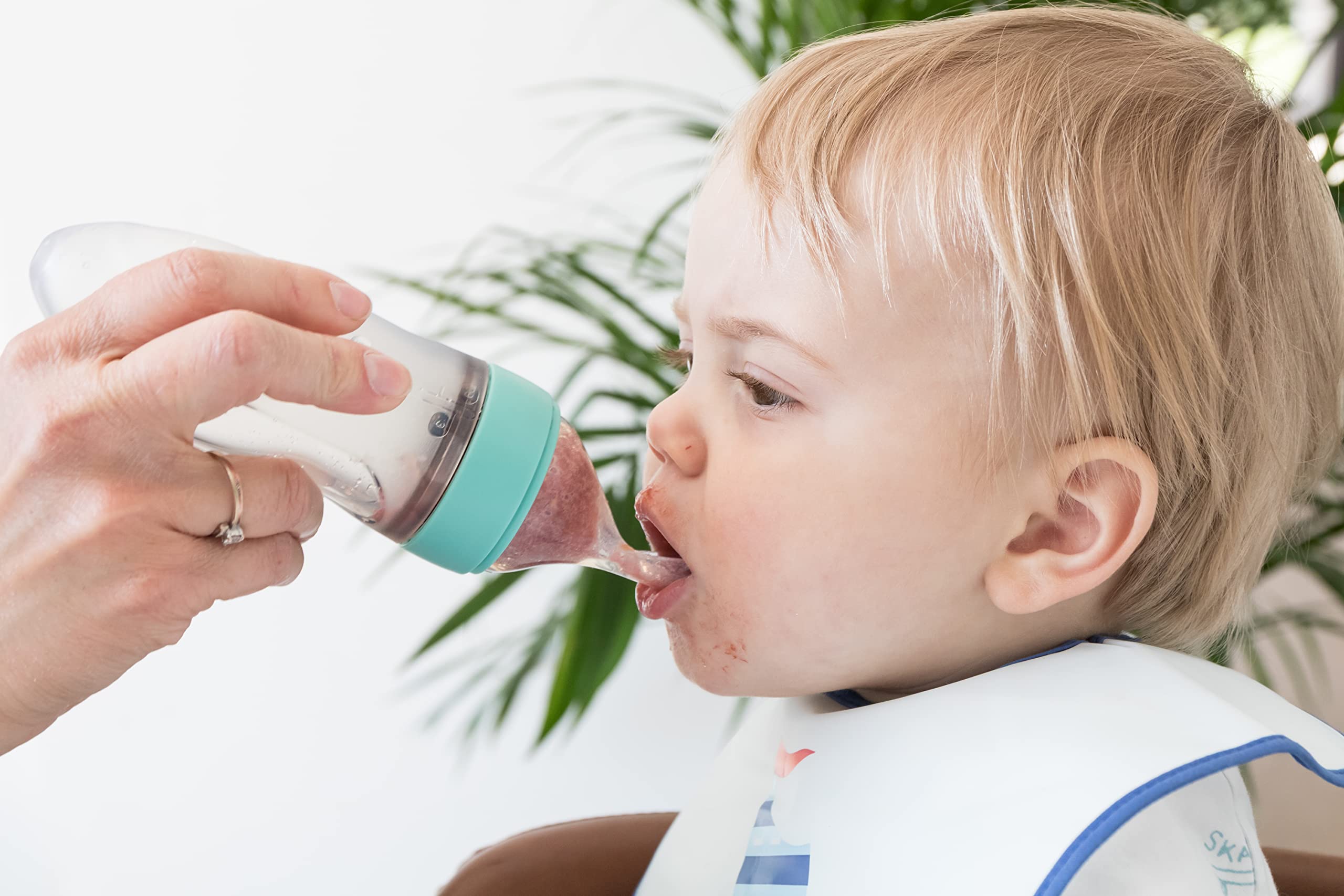 nuby-squeeze-feeder-dispenser-pappe-con-cucchiaino-senza-bpa-da-4-mesi-con-cappu image 6