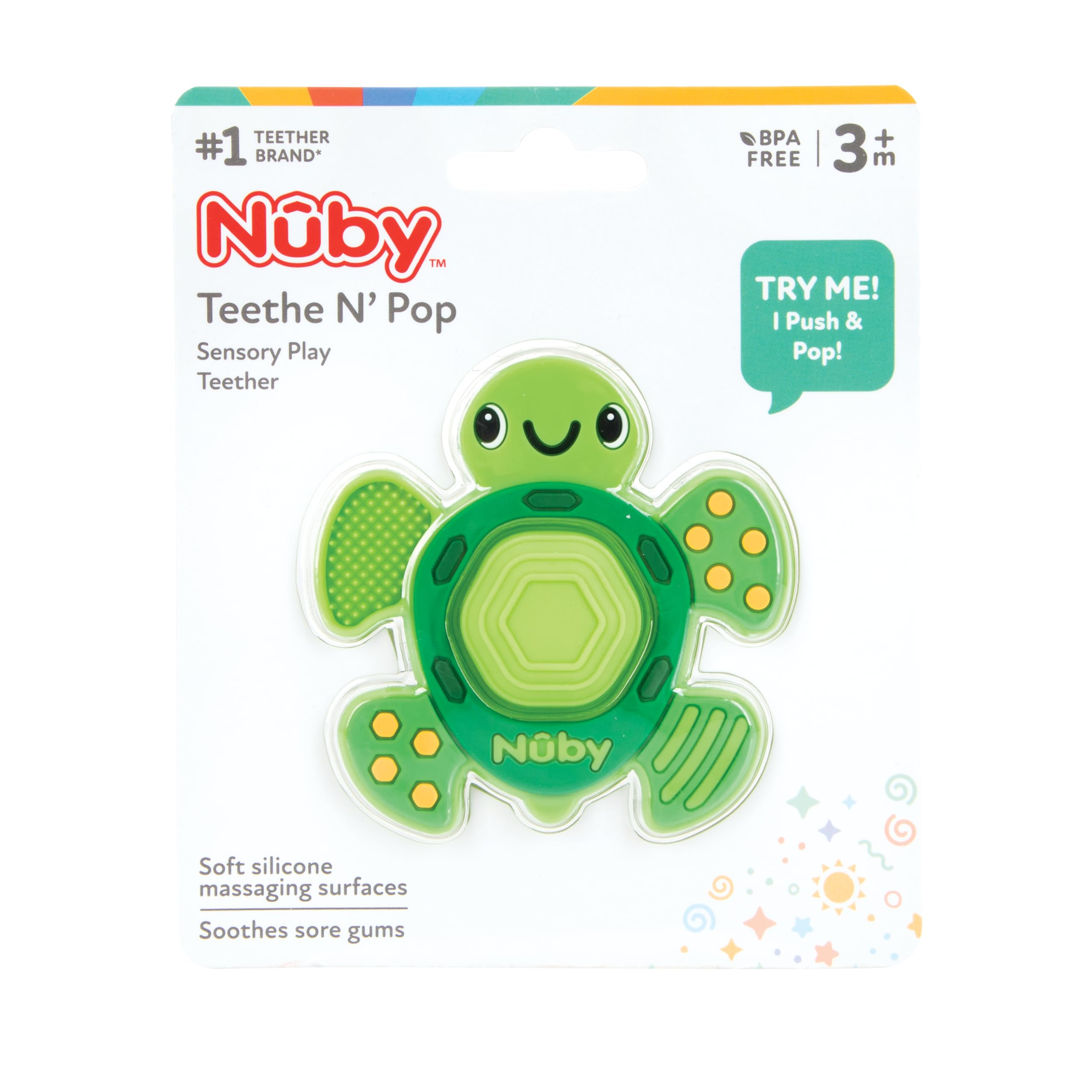 nuby-teethe-n-pop-tartaruga-anello-da-dentizione-sensoriale-in-silicone-morbido- image 8