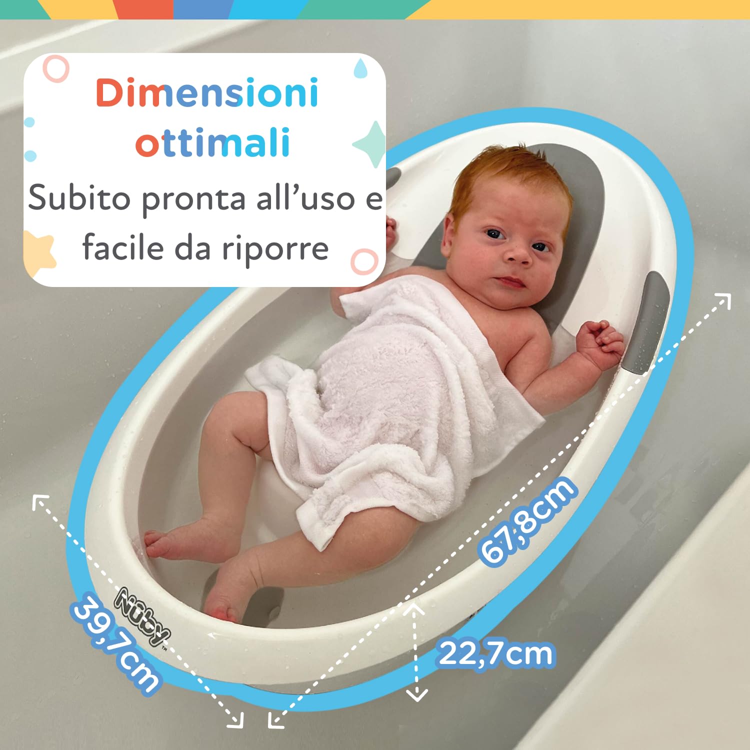 nuby-vaschetta-bagnetto-neonato-con-supporto-testa-e-base-antiscivolo-bianca-e-g image 3