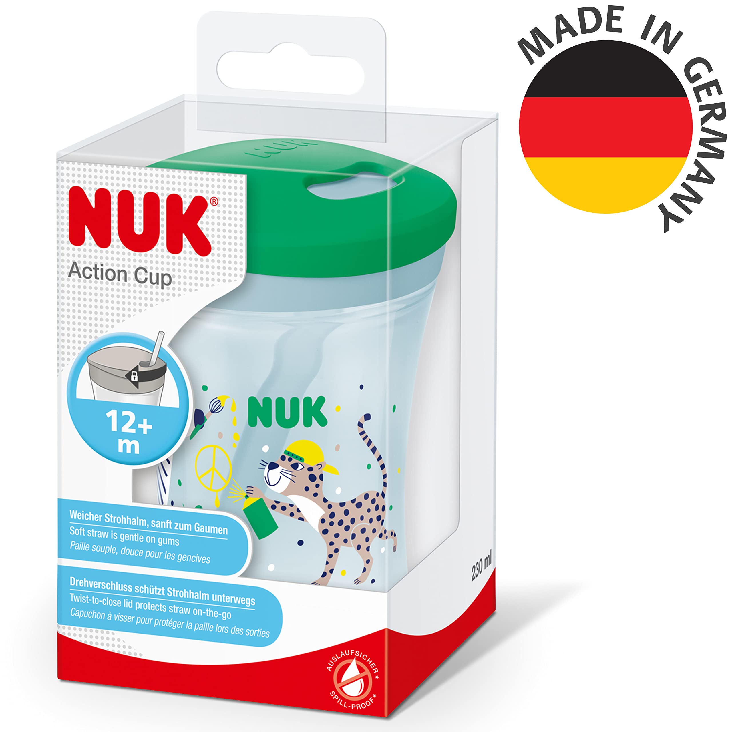 nuk-action-cup-bicchiere-con-cannuccia-leopardo-verde-230-ml-12-mesi-antigoccia- image 8