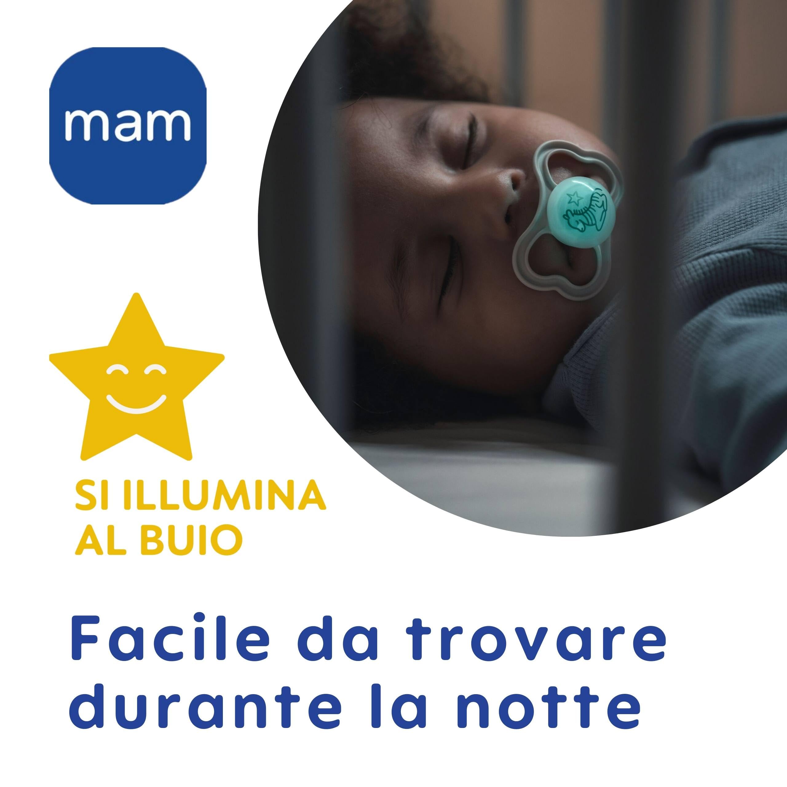 mam-night-ciuccio-luminoso-in-silicone-skinsoft-supreme-16-mesi-rosa-con-custodi image 2