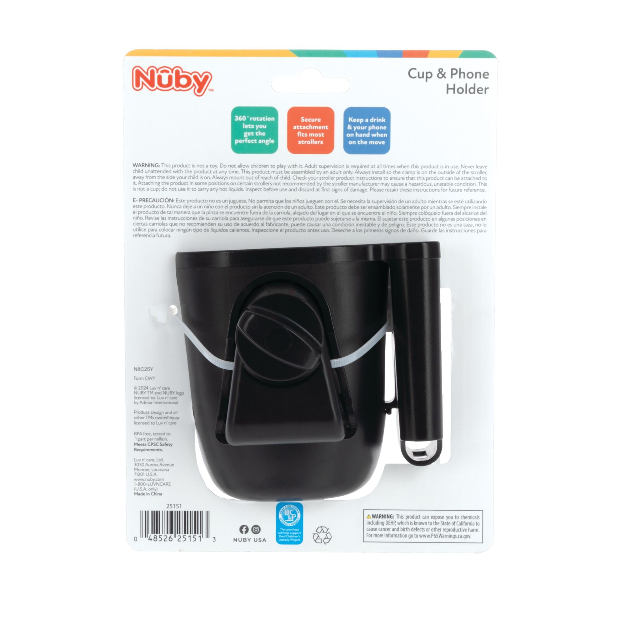 nuby-porta-bicchieri-per-passeggino-2-in-1-con-supporto-smartphone-rotazione-360 image 8