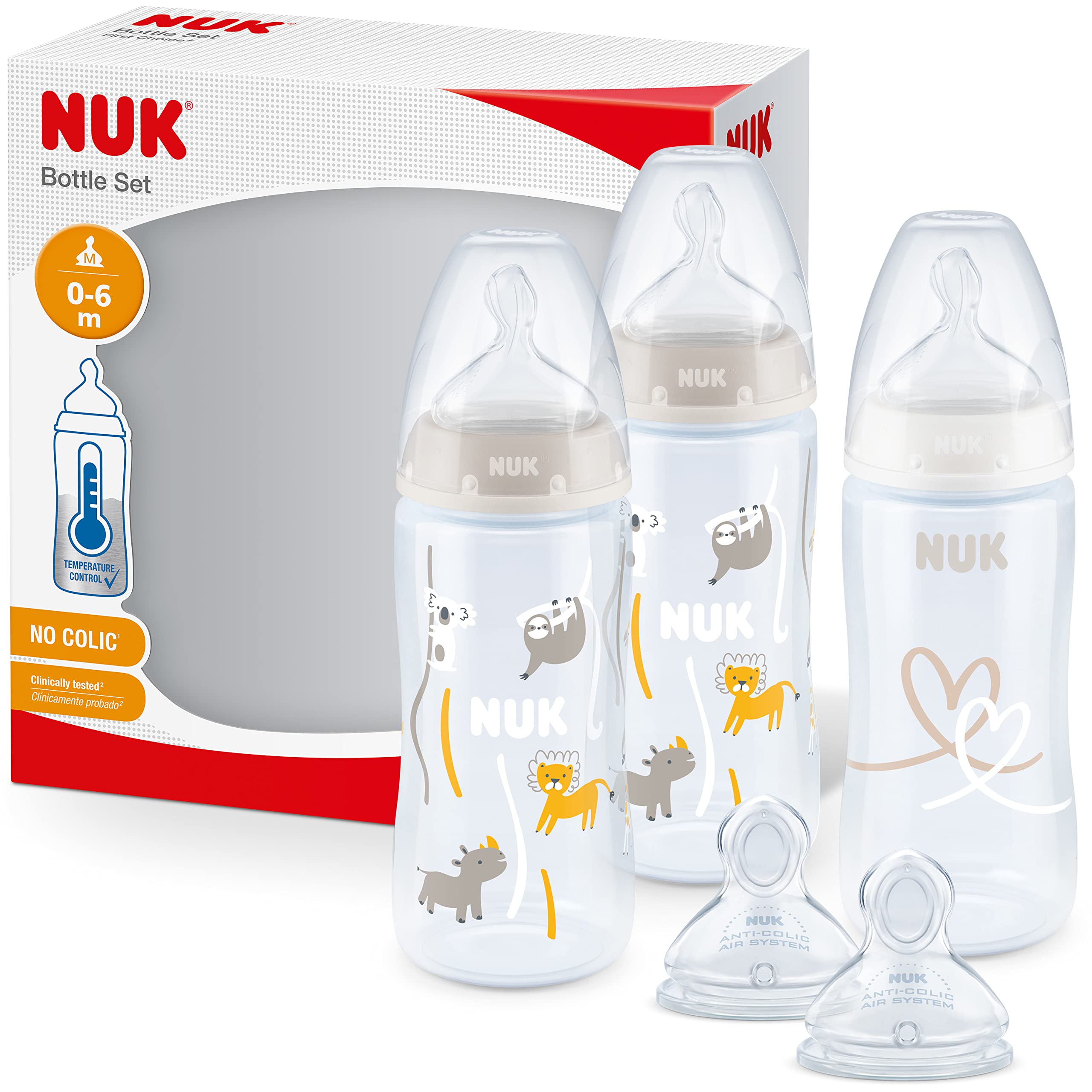 nuk-first-choice-set-biberon-300-ml-0-6-mesi-con-2-tettarelle-extra-controllo-te image 1