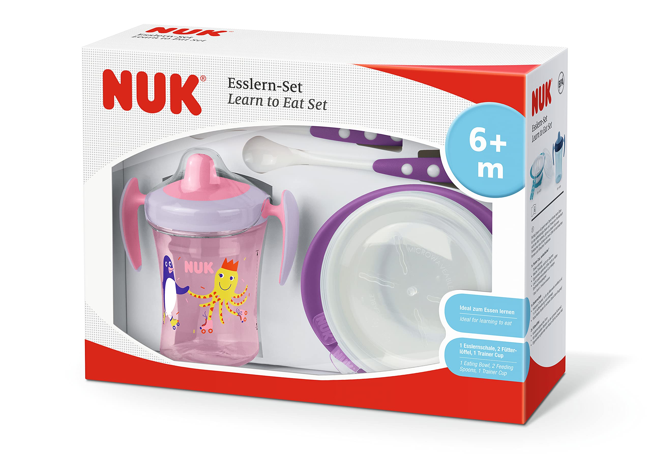 nuk-learn-to-eat-set-svezzamento-4-pezzi-6-mesi-trainer-cup-230-ml-piattino-e-cu image 2